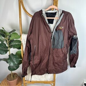 Mens Mountain Hardwear Maroon Zip Up Rain Jacket sz XXL